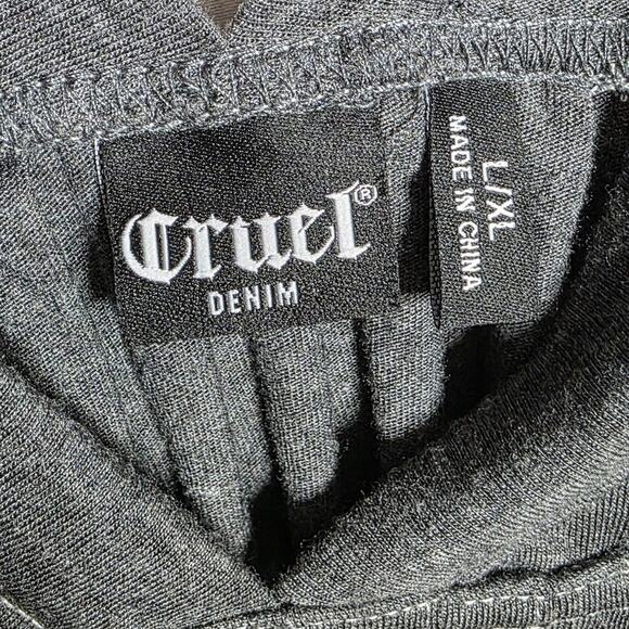 Cruel Denim Charcoal Gray Deep V Side Slit Tunic Top L/XL Southwest Trim Boho - Picture 4 of 4